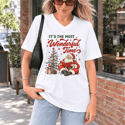 It’s The Most Wonderful Time Ultra-Soft V-Neck | Christmas Reader Gift White