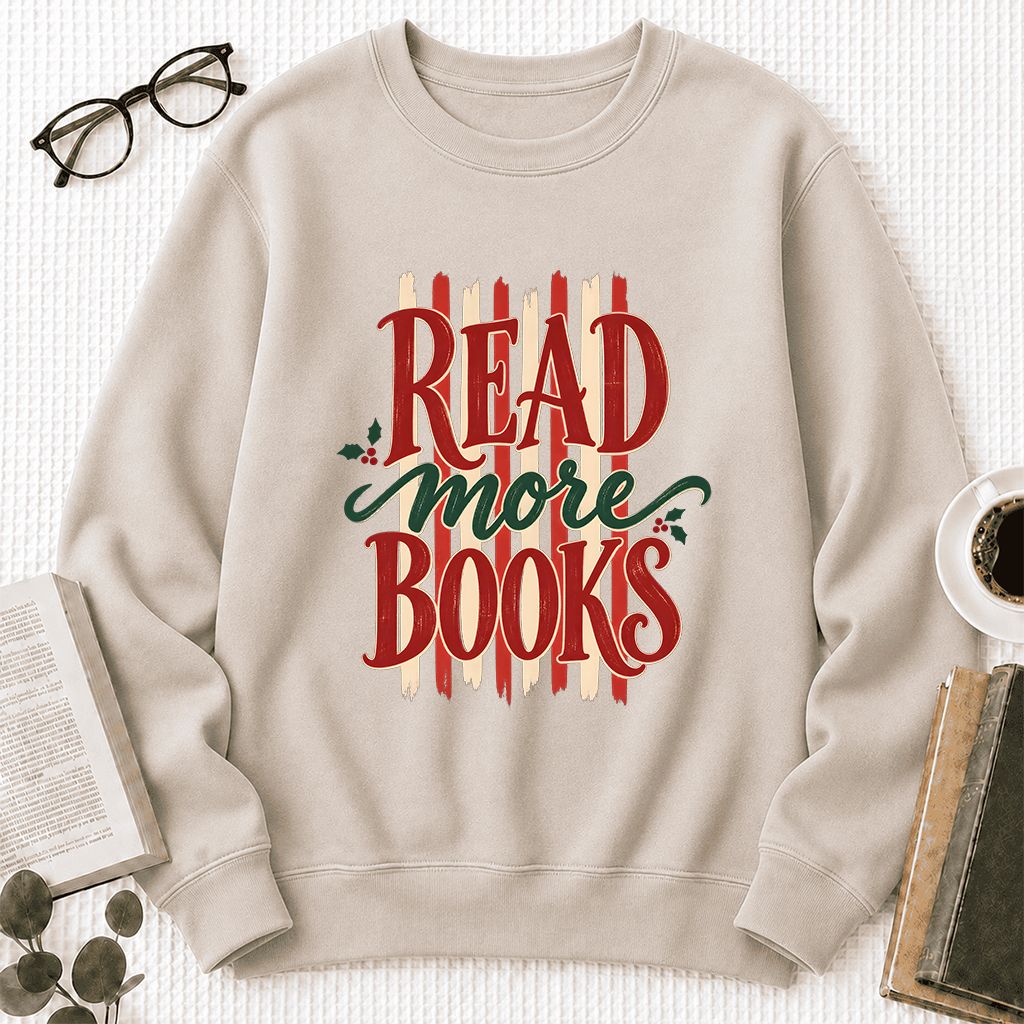 READ More BOOKS Printed Sweatshirt | Christmas Book Lover Gift Sand