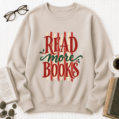 READ More BOOKS Printed Sweatshirt | Christmas Book Lover Gift Sand