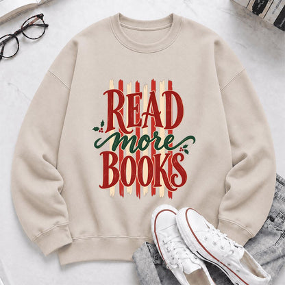 READ More BOOKS Printed Sweatshirt | Christmas Book Lover Gift Sand
