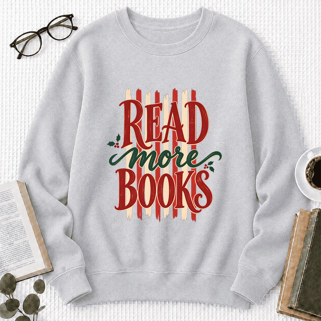 READ More BOOKS Printed Sweatshirt | Christmas Book Lover Gift Sport Grey