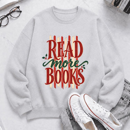 READ More BOOKS Printed Sweatshirt | Christmas Book Lover Gift Sport Grey