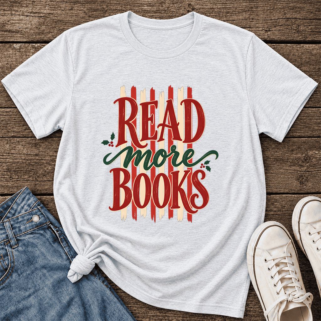 Read More Books Ultra-Soft Cotton T-Shirt | Christmas Book Lover Gift Ash