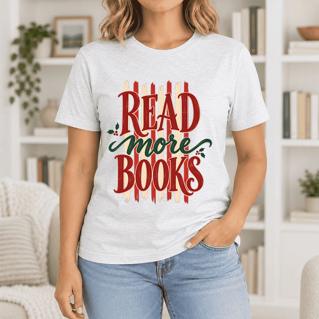 Read More Books Ultra-Soft Cotton T-Shirt | Christmas Book Lover Gift Ash