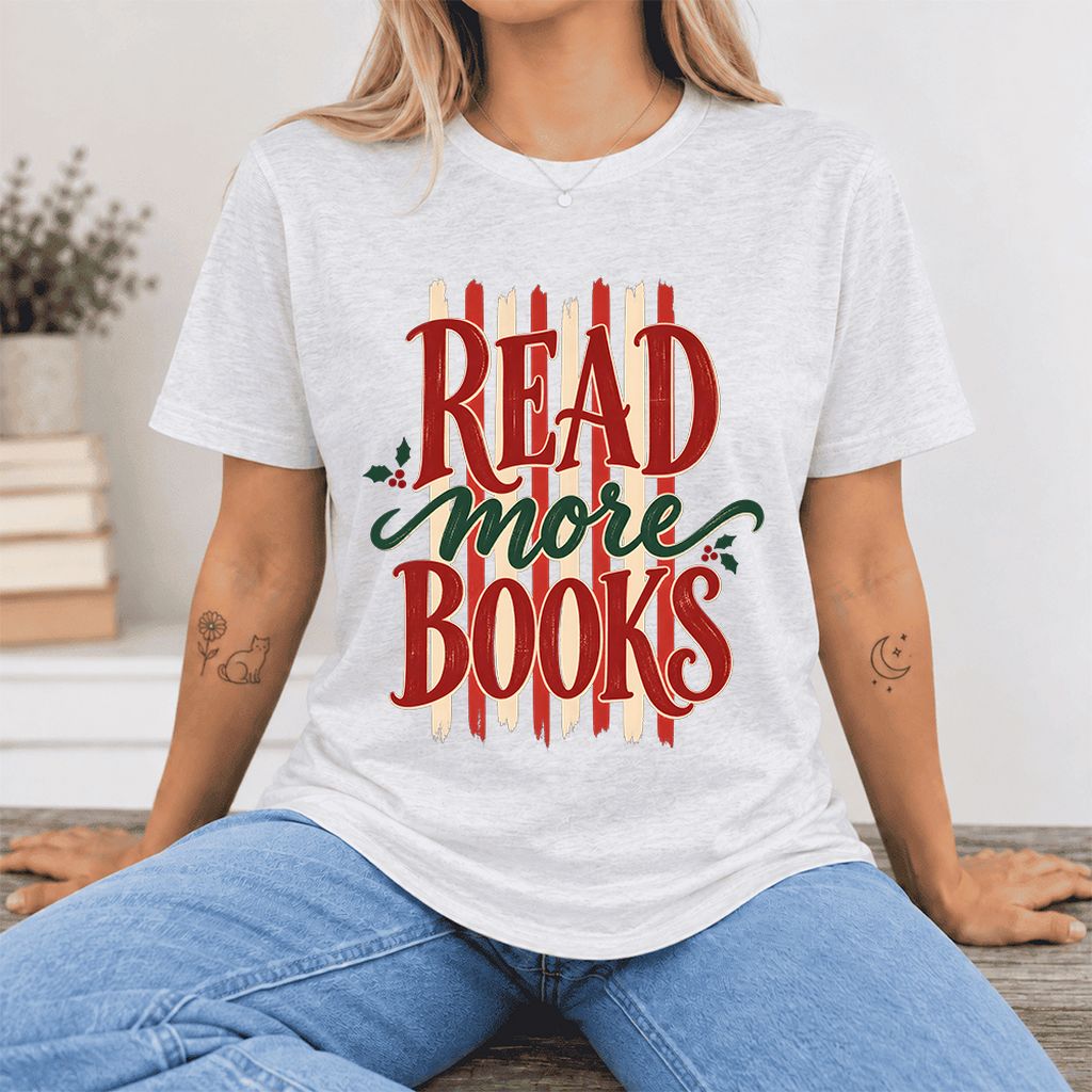 Read More Books Ultra-Soft Cotton T-Shirt | Christmas Book Lover Gift Ash