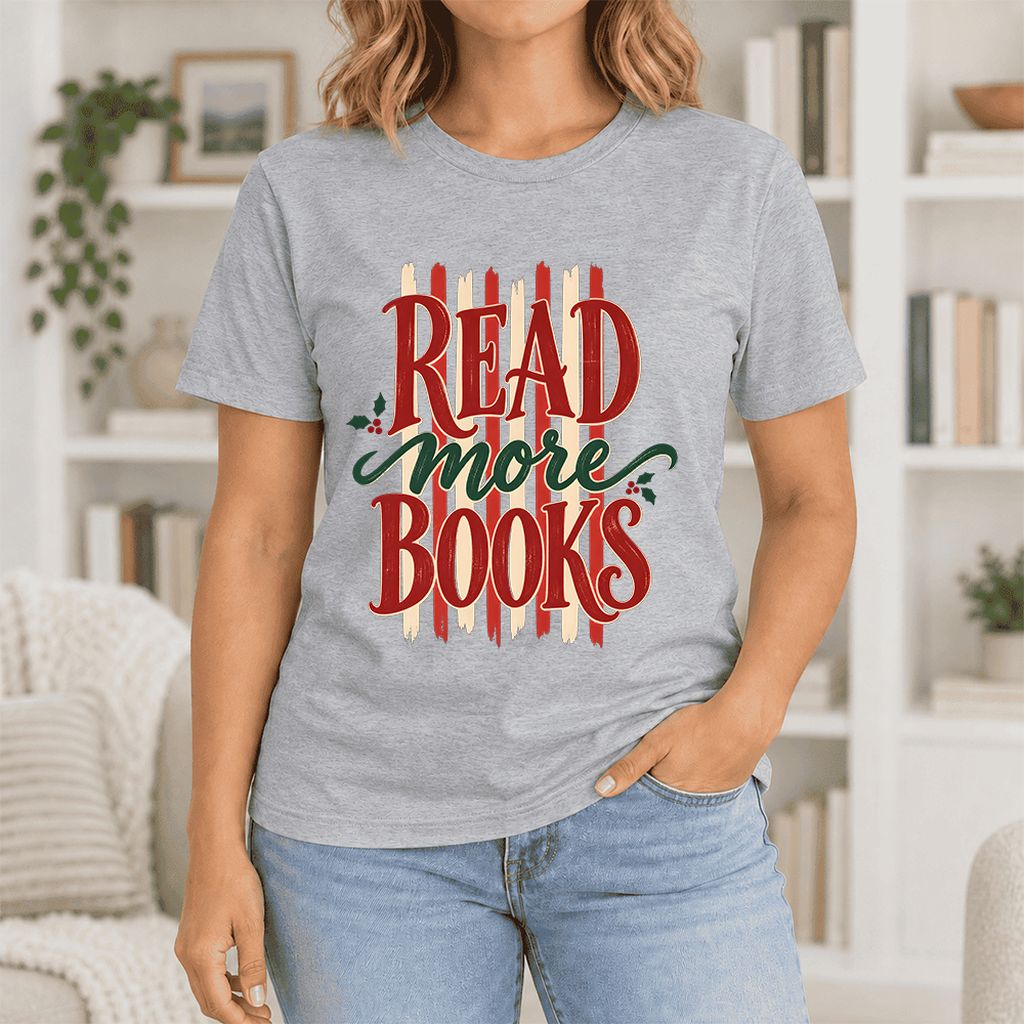 Read More Books Ultra-Soft Cotton T-Shirt | Christmas Book Lover Gift Athletic Heather