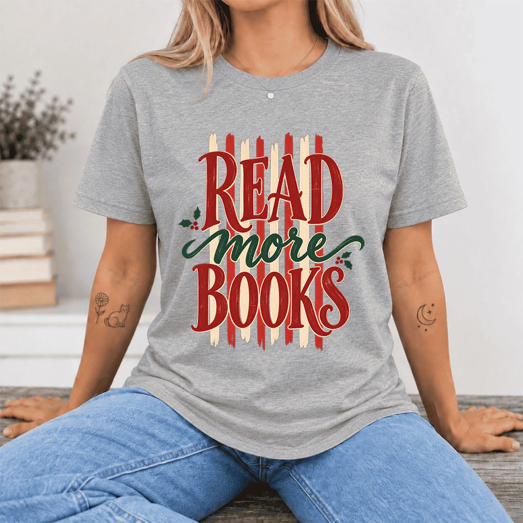 Read More Books Ultra-Soft Cotton T-Shirt | Christmas Book Lover Gift Athletic Heather