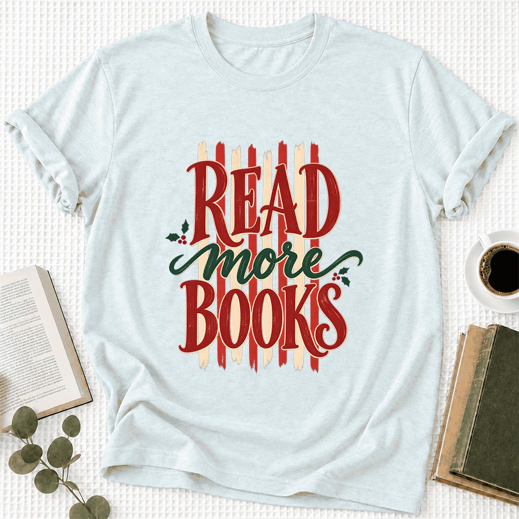 Read More Books Ultra-Soft Cotton T-Shirt | Christmas Book Lover Gift Heather Ice Blue