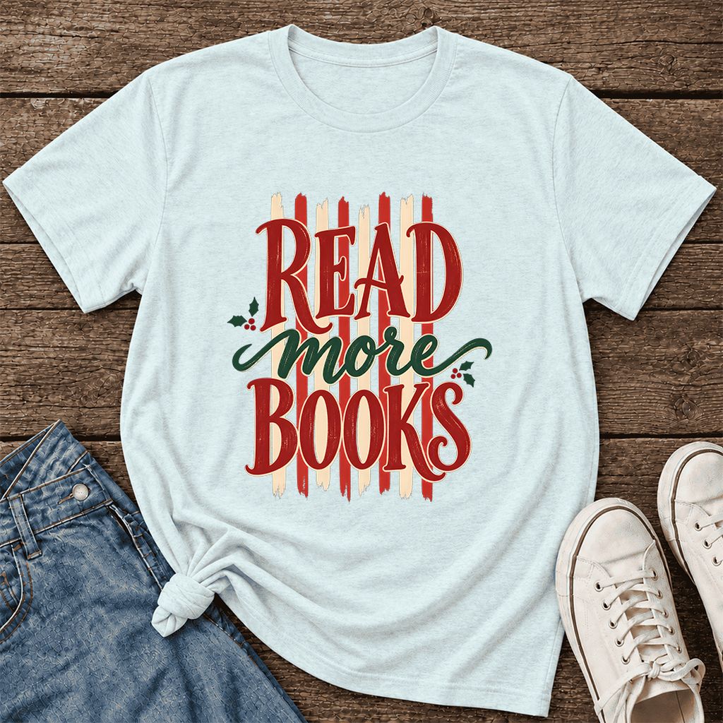 Read More Books Ultra-Soft Cotton T-Shirt | Christmas Book Lover Gift Heather Ice Blue