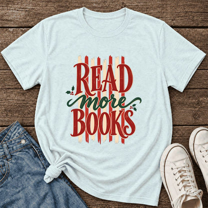 Read More Books Ultra-Soft Cotton T-Shirt | Christmas Book Lover Gift Heather Ice Blue
