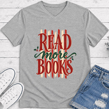 READ More BOOKS Ultra-Soft V-Neck | Christmas Book Lover Gift Athletic Heather
