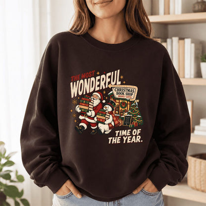 The Most Wonderful Time Of The Year Printed Sweatshirt | Christmas Reader Gift Dark Chocolate