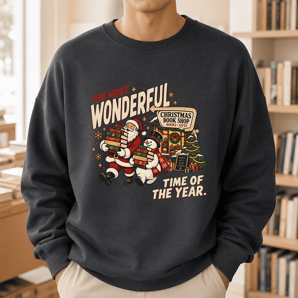 The Most Wonderful Time Of The Year Printed Sweatshirt | Christmas Reader Gift Dark Heather