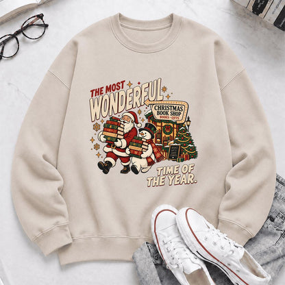The Most Wonderful Time Of The Year Printed Sweatshirt | Christmas Reader Gift Sand