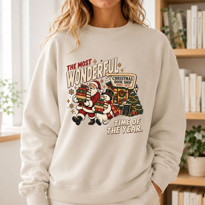The Most Wonderful Time Of The Year Printed Sweatshirt | Christmas Reader Gift Sand