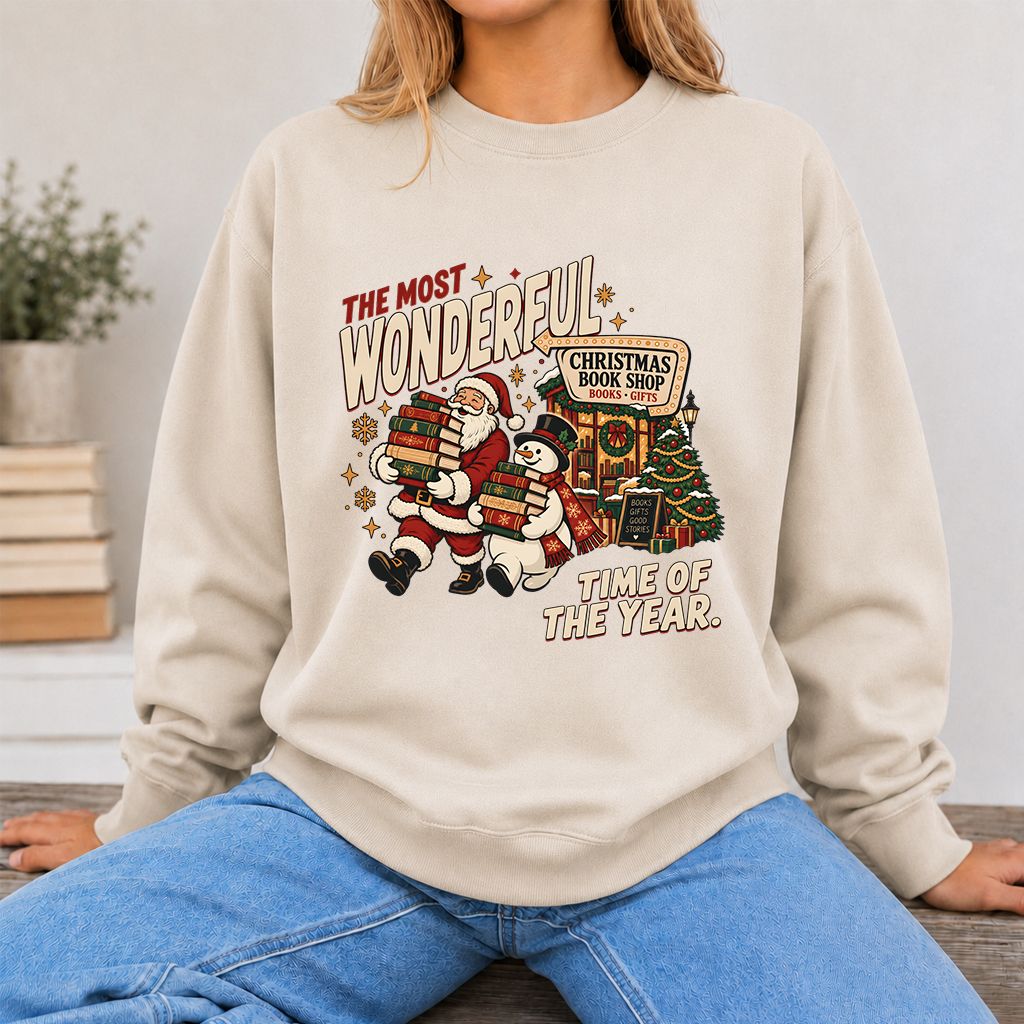 The Most Wonderful Time Of The Year Printed Sweatshirt | Christmas Reader Gift Sand