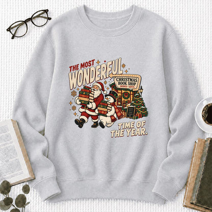 The Most Wonderful Time Of The Year Printed Sweatshirt | Christmas Reader Gift Sport Grey