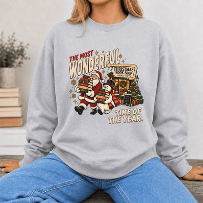 The Most Wonderful Time Of The Year Printed Sweatshirt | Christmas Reader Gift Sport Grey