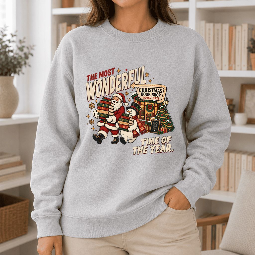 The Most Wonderful Time Of The Year Printed Sweatshirt | Christmas Reader Gift Sport Grey