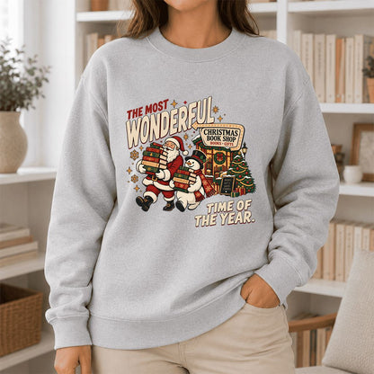 The Most Wonderful Time Of The Year Printed Sweatshirt | Christmas Reader Gift Sport Grey