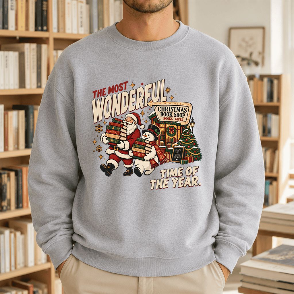 The Most Wonderful Time Of The Year Printed Sweatshirt | Christmas Reader Gift Sport Grey