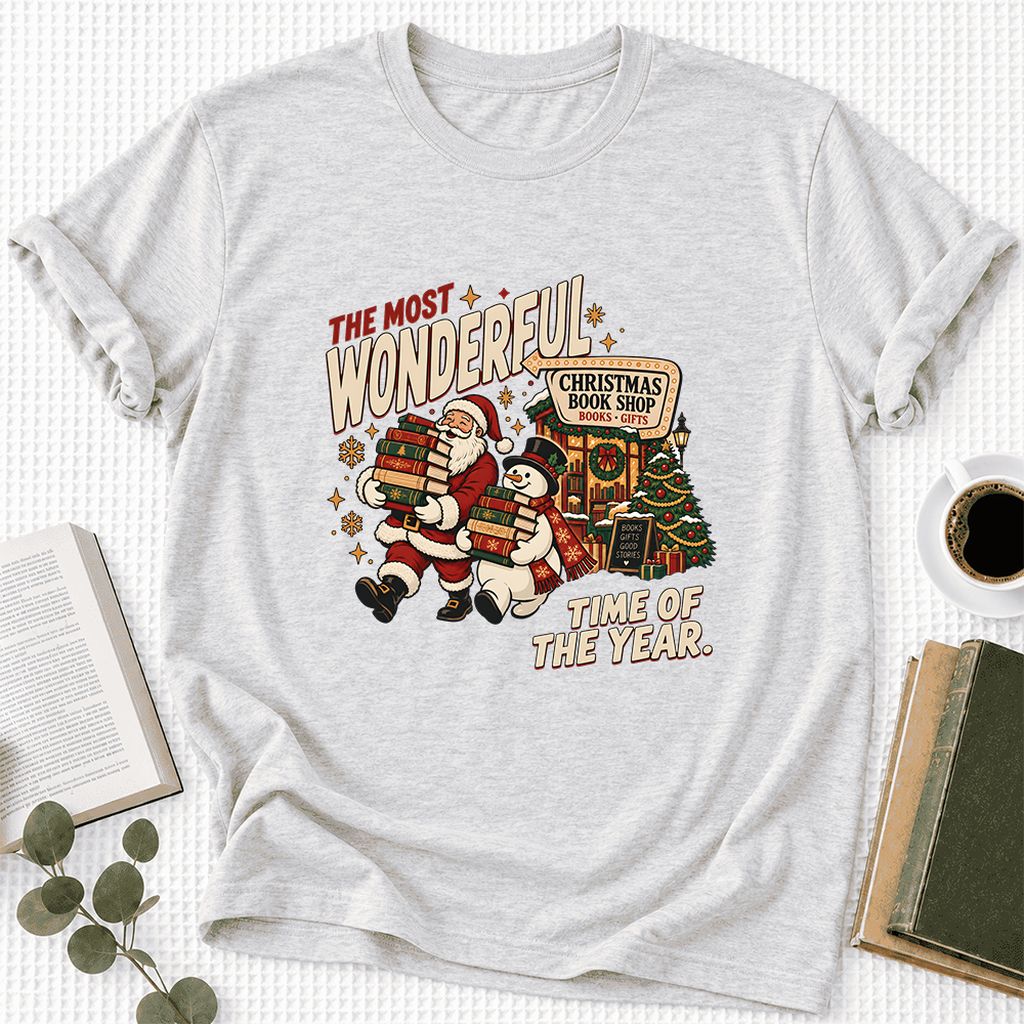 Most Wonderful Time Ultra-Soft Cotton T-Shirt | Christmas  Reader Gift Ash