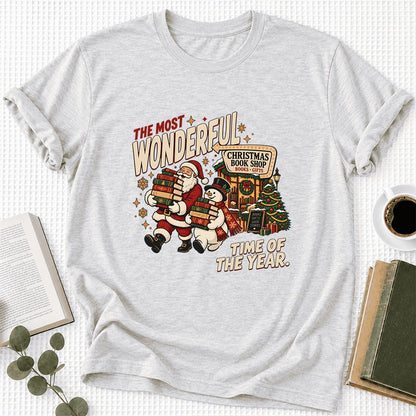 Most Wonderful Time Ultra-Soft Cotton T-Shirt | Christmas  Reader Gift Ash