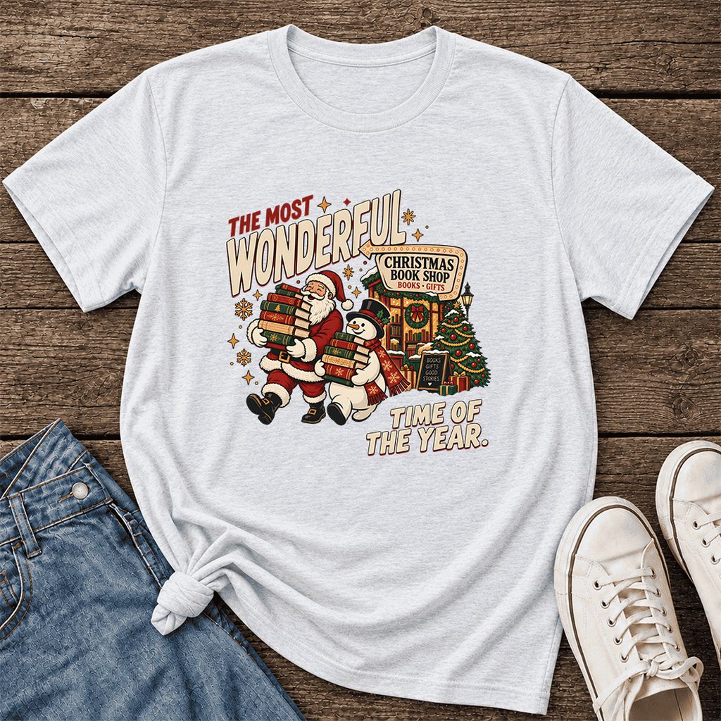 Most Wonderful Time Ultra-Soft Cotton T-Shirt | Christmas  Reader Gift Ash
