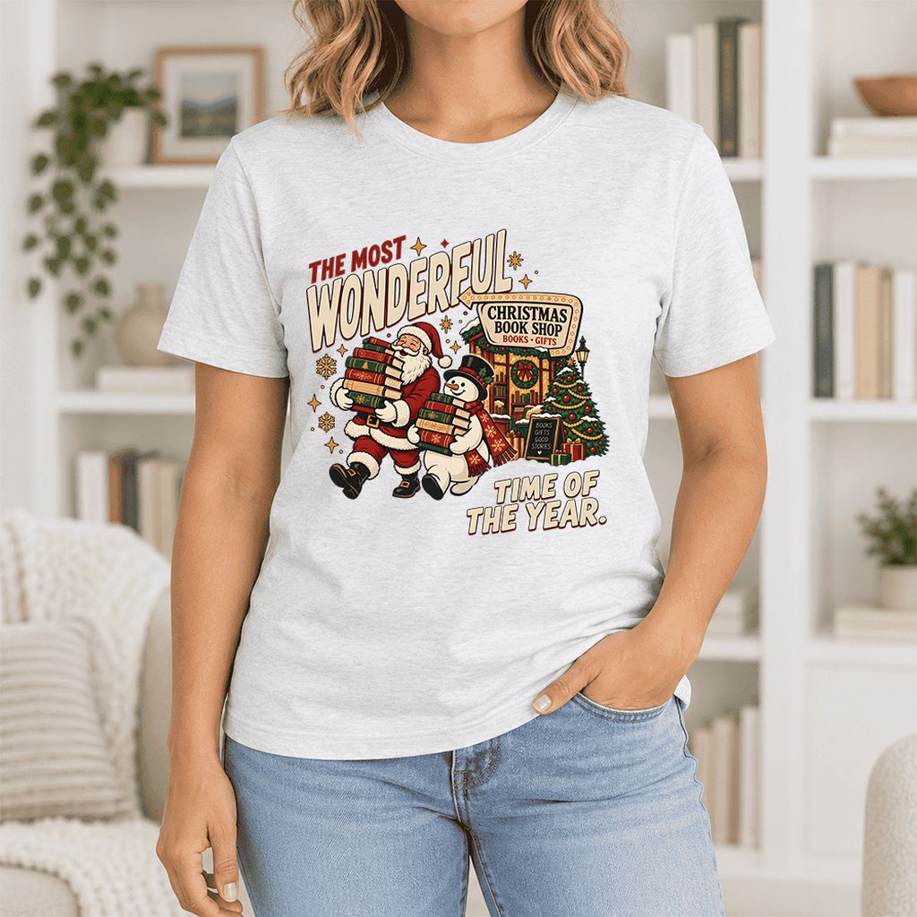 Most Wonderful Time Ultra-Soft Cotton T-Shirt | Christmas  Reader Gift Ash