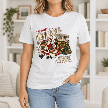 Most Wonderful Time Ultra-Soft Cotton T-Shirt | Christmas  Reader Gift Ash
