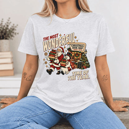 Most Wonderful Time Ultra-Soft Cotton T-Shirt | Christmas  Reader Gift Ash