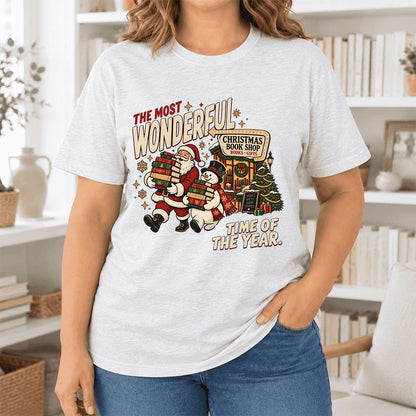 Most Wonderful Time Ultra-Soft Cotton T-Shirt | Christmas  Reader Gift Ash