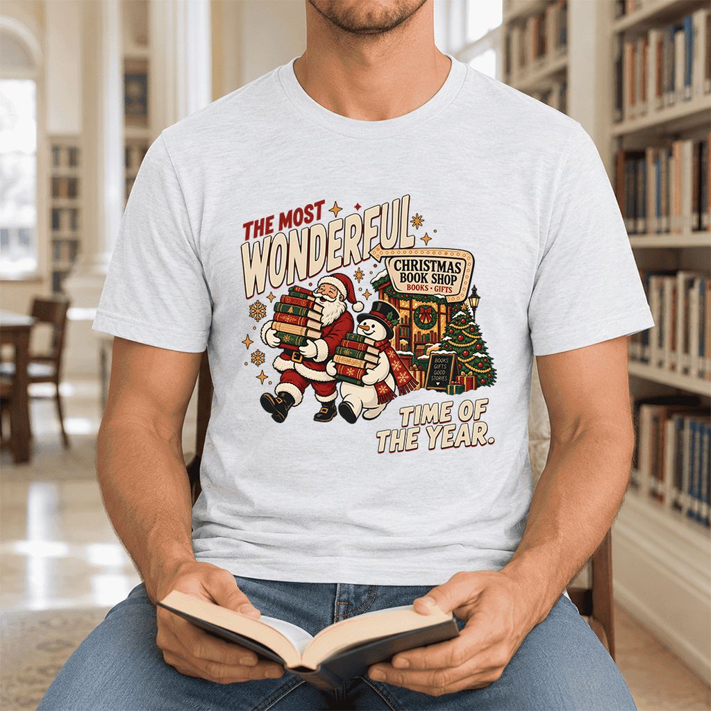 Most Wonderful Time Ultra-Soft Cotton T-Shirt | Christmas  Reader Gift Ash