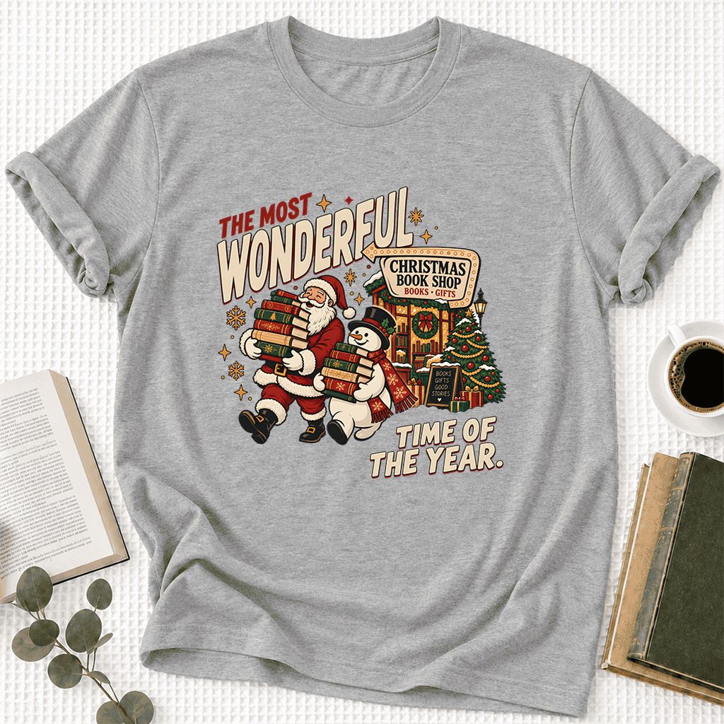 Most Wonderful Time Ultra-Soft Cotton T-Shirt | Christmas  Reader Gift Athletic Heather