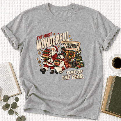 Most Wonderful Time Ultra-Soft Cotton T-Shirt | Christmas  Reader Gift Athletic Heather