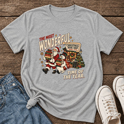 Most Wonderful Time Ultra-Soft Cotton T-Shirt | Christmas  Reader Gift Athletic Heather
