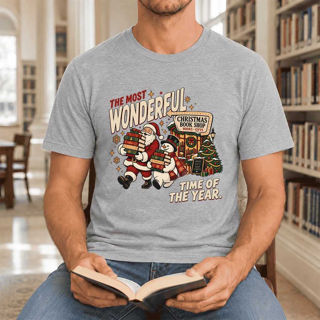 Most Wonderful Time Ultra-Soft Cotton T-Shirt | Christmas  Reader Gift Athletic Heather