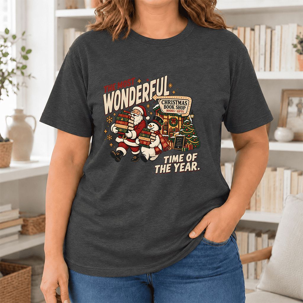 Most Wonderful Time Ultra-Soft Cotton T-Shirt | Christmas  Reader Gift Dark Grey Heather