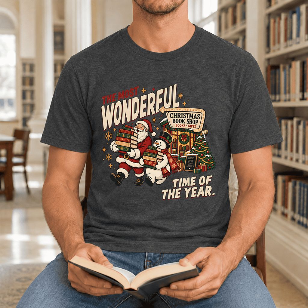 Most Wonderful Time Ultra-Soft Cotton T-Shirt | Christmas  Reader Gift Dark Grey Heather