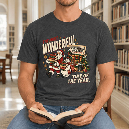 Most Wonderful Time Ultra-Soft Cotton T-Shirt | Christmas  Reader Gift Dark Grey Heather