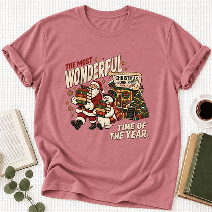 Most Wonderful Time Ultra-Soft Cotton T-Shirt | Christmas  Reader Gift Mauve
