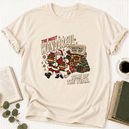 Most Wonderful Time Ultra-Soft Cotton T-Shirt | Christmas  Reader Gift Natural