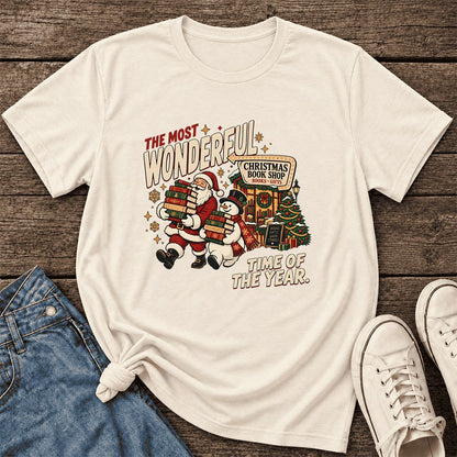 Most Wonderful Time Ultra-Soft Cotton T-Shirt | Christmas  Reader Gift Natural