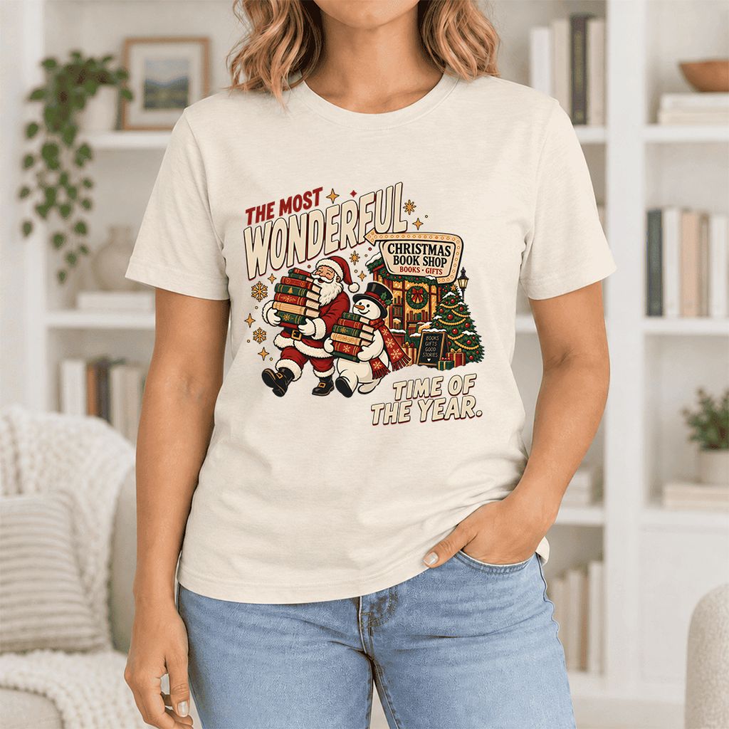 Most Wonderful Time Ultra-Soft Cotton T-Shirt | Christmas  Reader Gift Natural