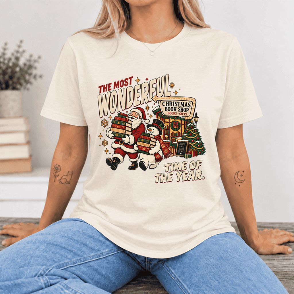 Most Wonderful Time Ultra-Soft Cotton T-Shirt | Christmas  Reader Gift Natural