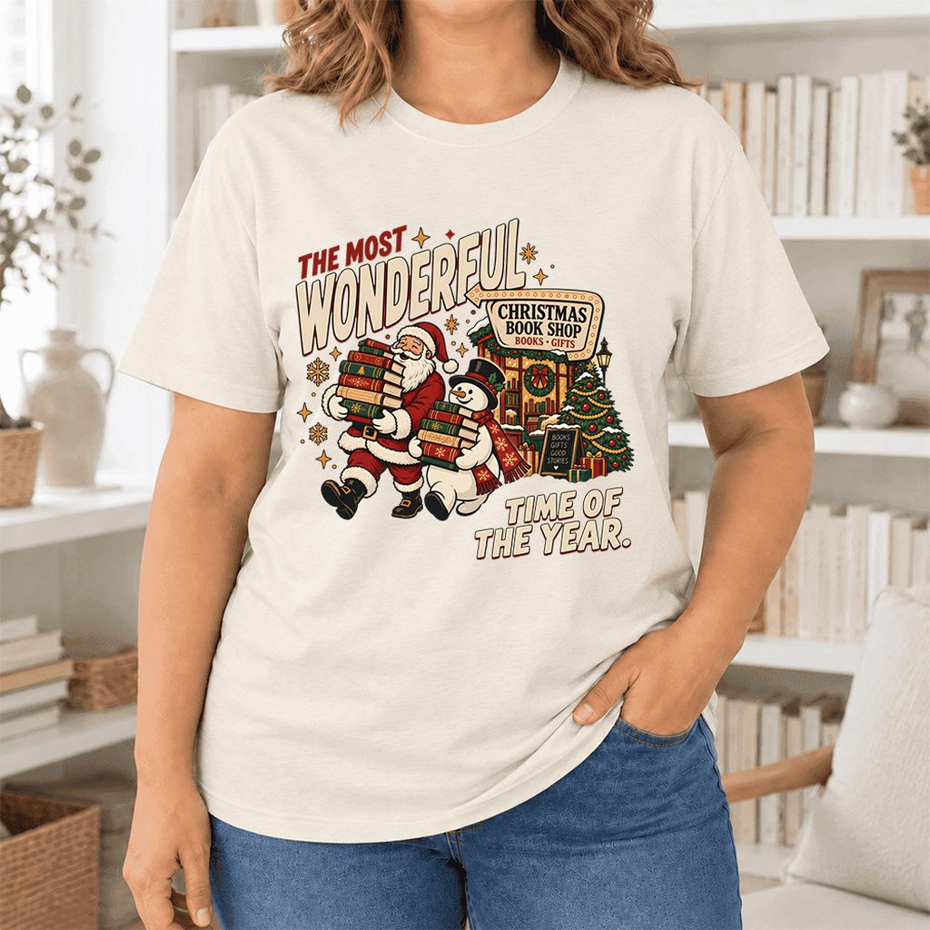 Most Wonderful Time Ultra-Soft Cotton T-Shirt | Christmas  Reader Gift Natural