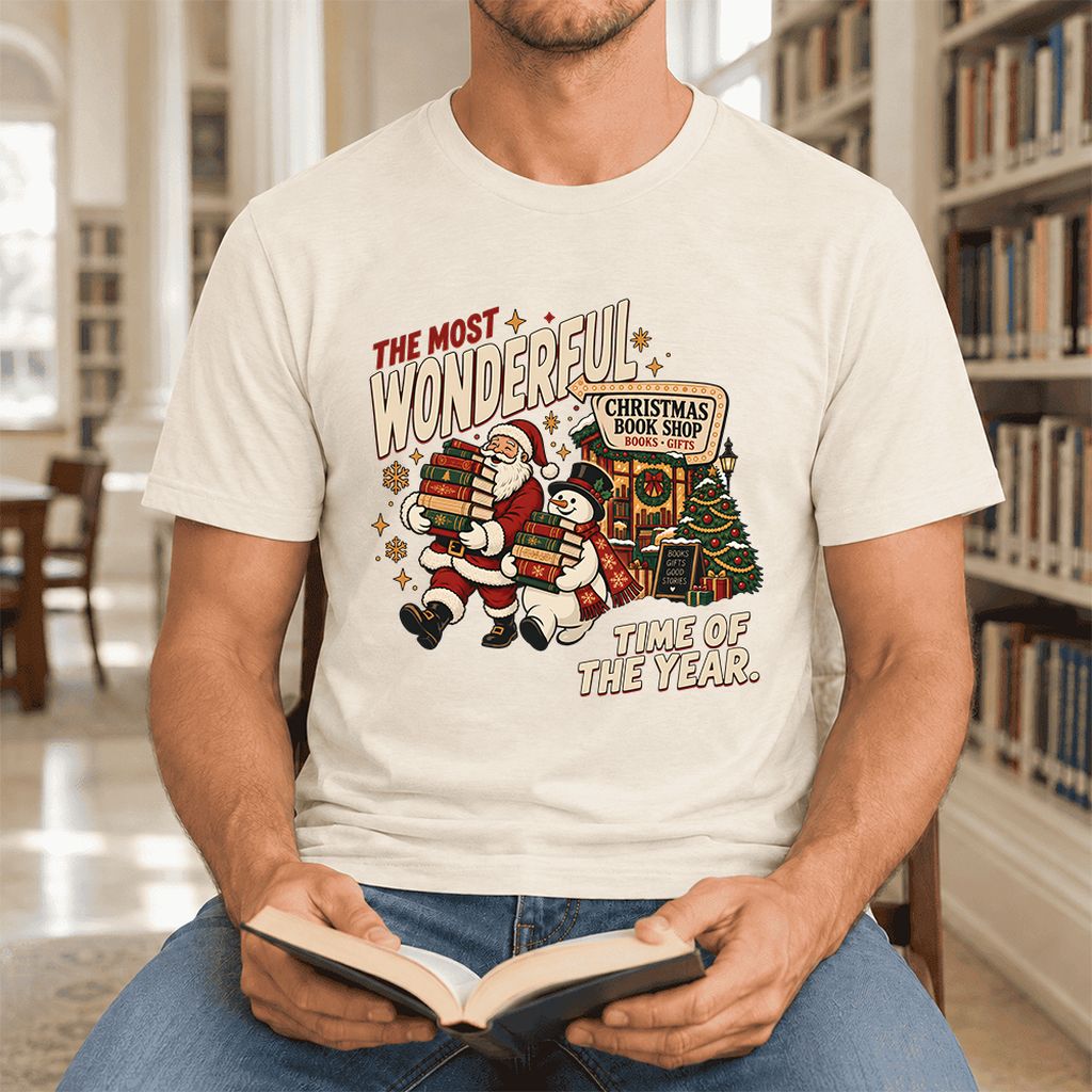 Most Wonderful Time Ultra-Soft Cotton T-Shirt | Christmas  Reader Gift Natural