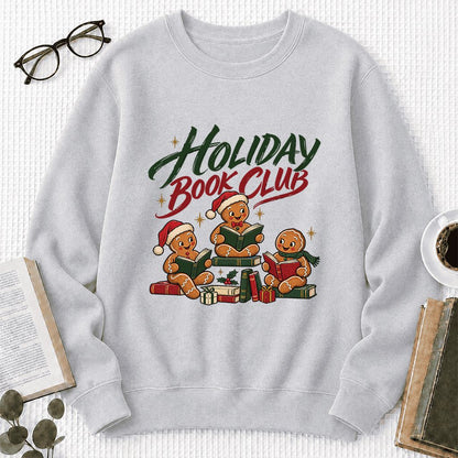 Holiday Book Club Printed Sweatshirt | Christmas Reader Gift Sport Grey