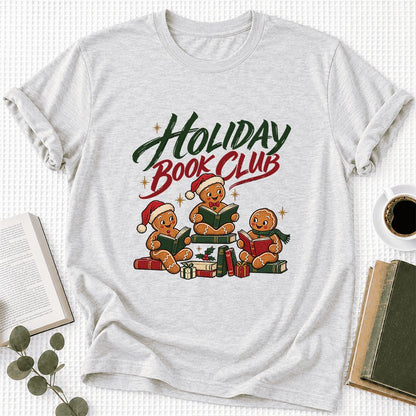 Holiday Book Club Ultra-Soft Cotton T-Shirt | Christmas Reader Gift Ash