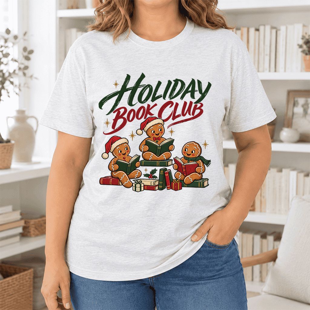 Holiday Book Club Ultra-Soft Cotton T-Shirt | Christmas Reader Gift Ash